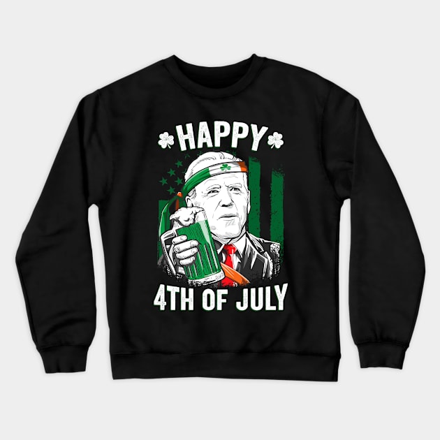 Funny Leprechaun Biden Happy 4th Of July St. Patrick's Day Crewneck Sweatshirt by petemphasis